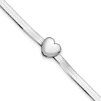 Sterling Silver RH-plated Polished Heart Herringbone w/ 1in ext. B