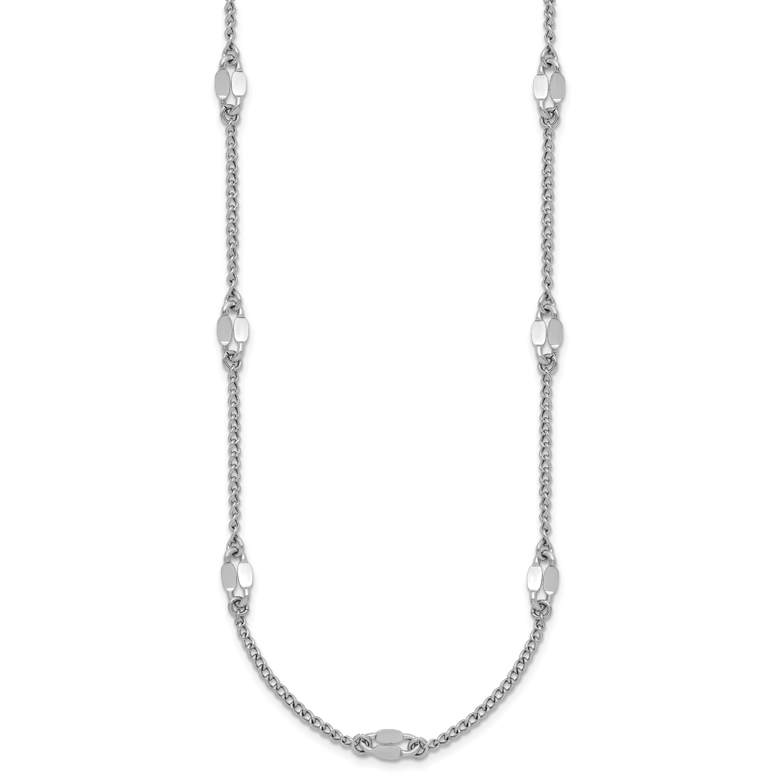 Sterling Silver RH-plated Fancy Link w/2in ext. Necklace