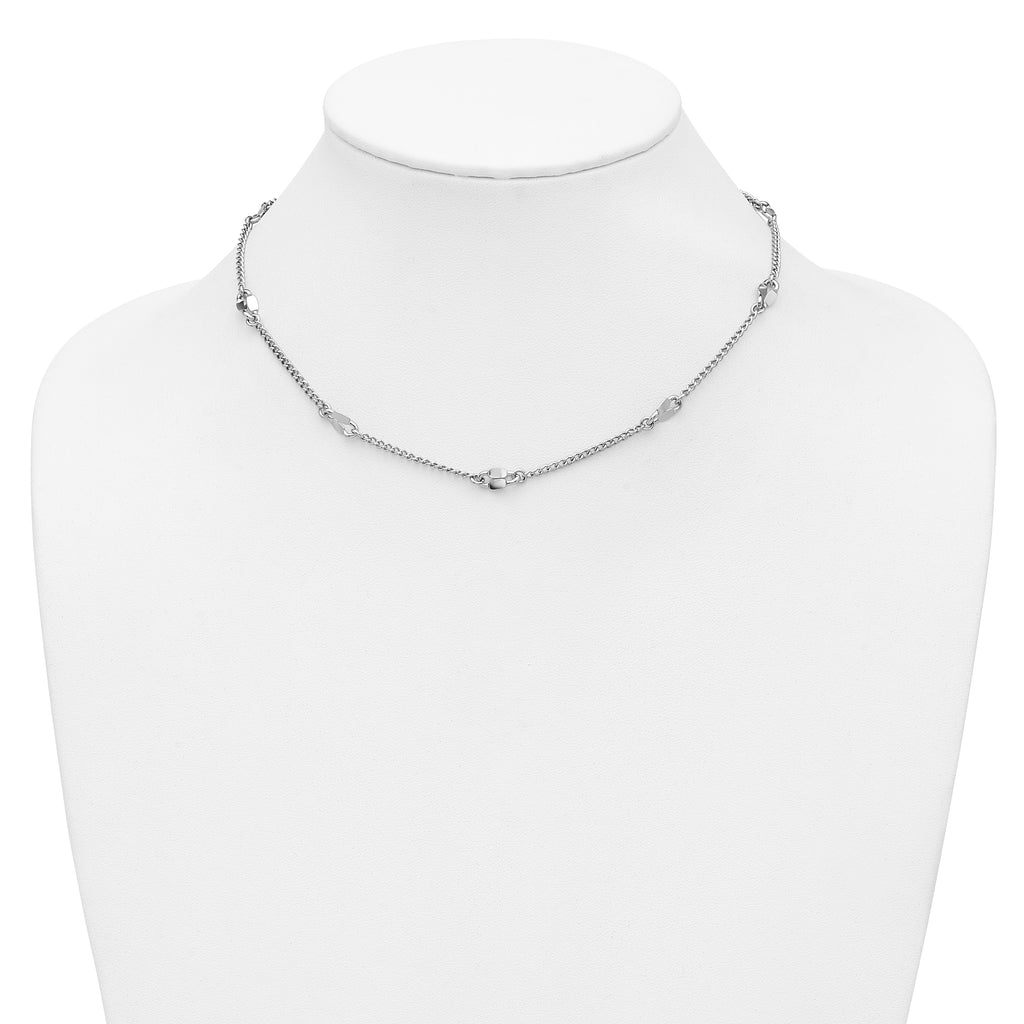 Sterling Silver RH-plated Fancy Link w/2in ext. Necklace