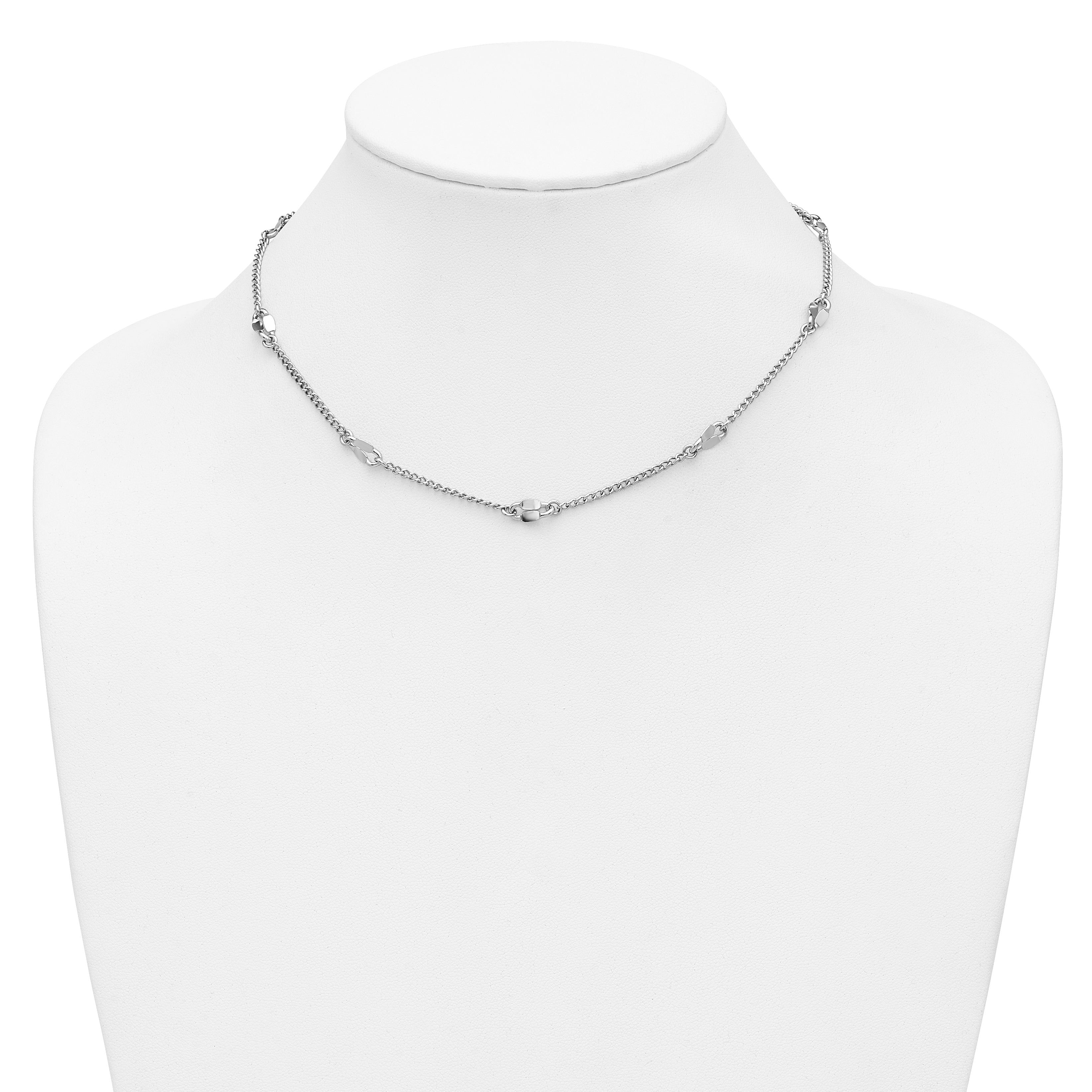 Sterling Silver RH-plated Fancy Link w/2in ext. Necklace