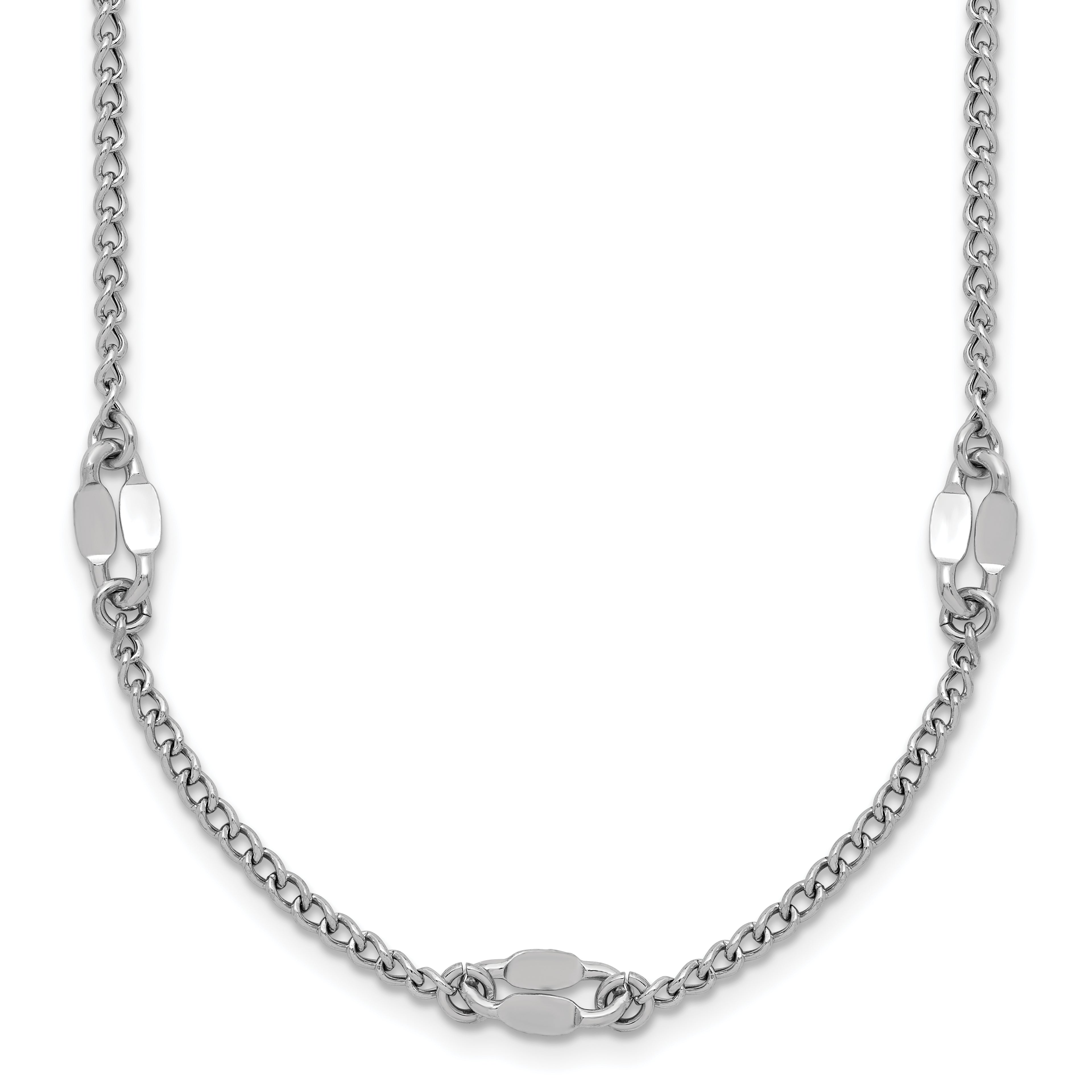 Sterling Silver RH-plated Fancy Link w/2in ext. Necklace