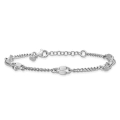 Sterling Silver RH-plated Fancy Link w/1in ext. Bracelet