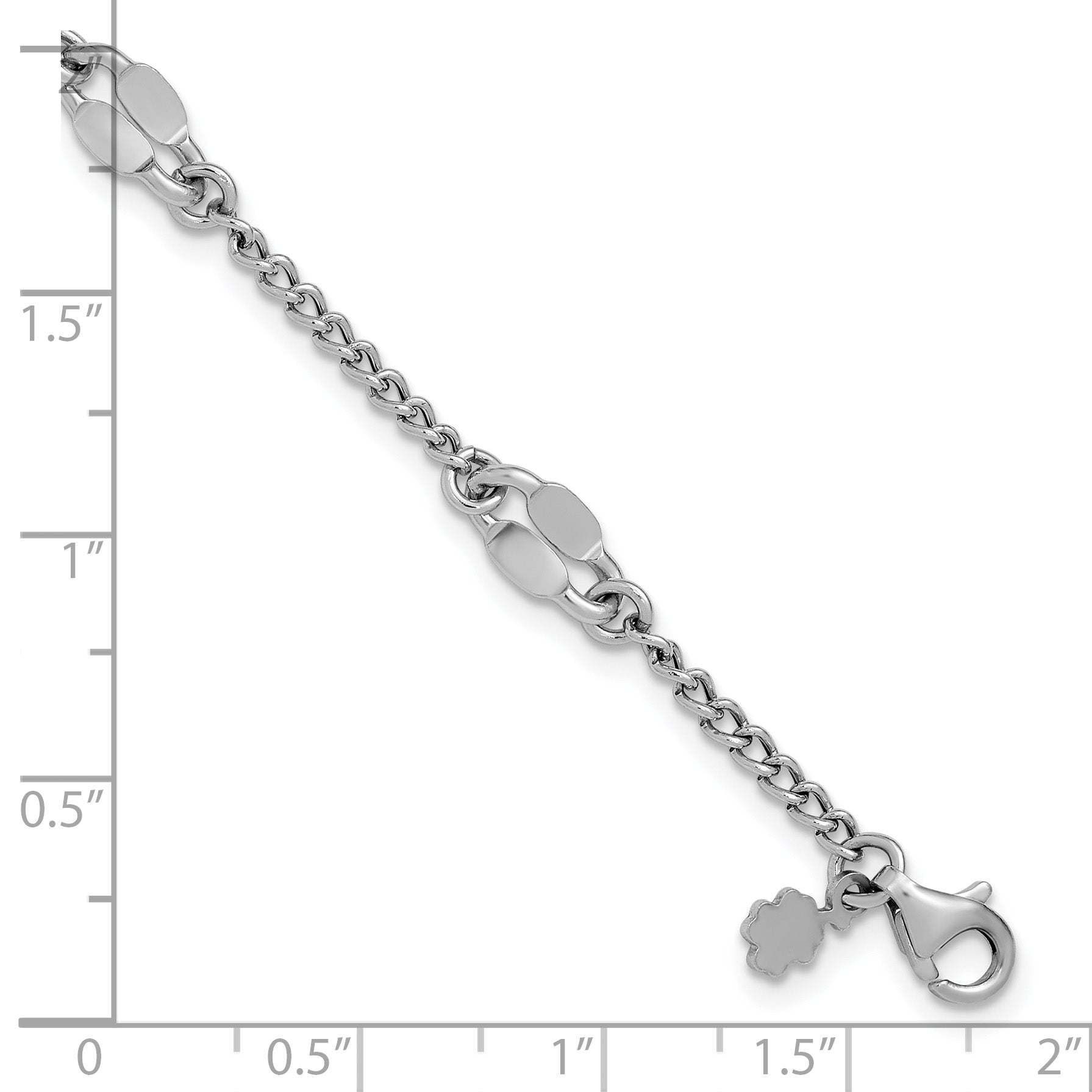 Sterling Silver RH-plated Fancy Link w/1in ext. Bracelet