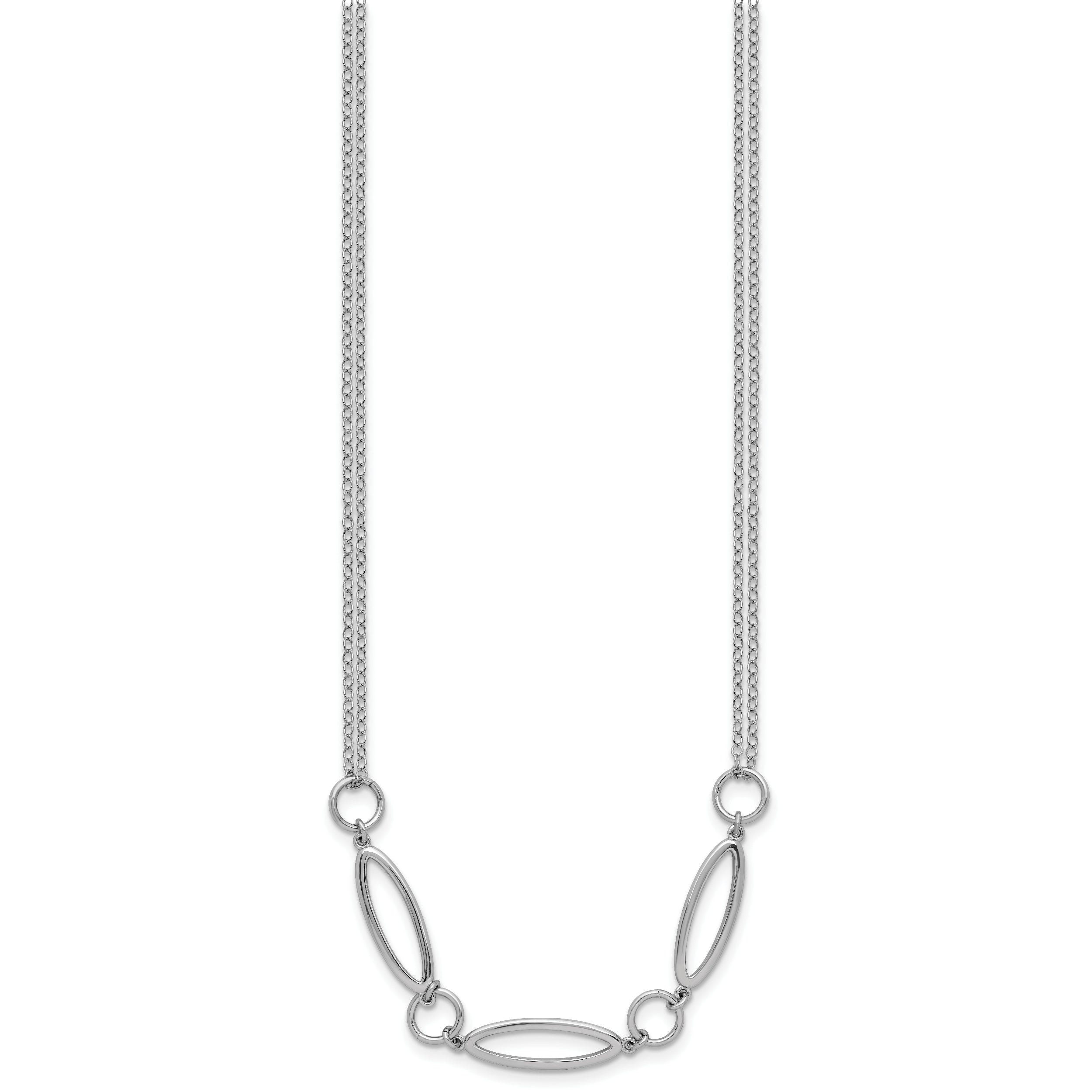 Sterling Silver RH-plated Geometric 2-stand w/2in ext. Necklace