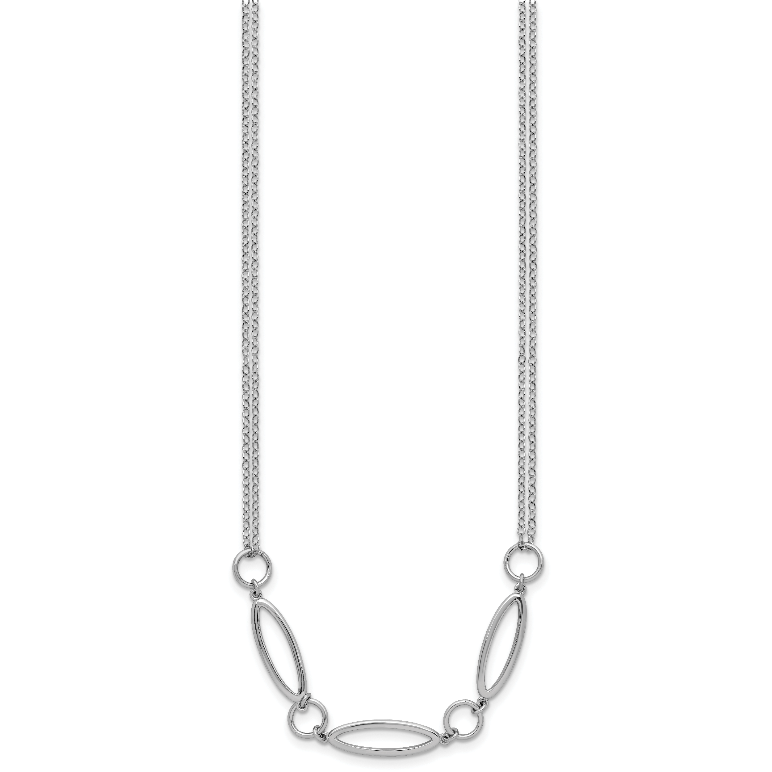 Sterling Silver RH-plated Geometric 2-stand w/2in ext. Necklace