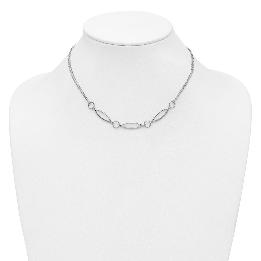 Sterling Silver RH-plated Geometric 2-stand w/2in ext. Necklace
