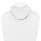 Sterling Silver RH-plated Geometric 2-stand w/2in ext. Necklace