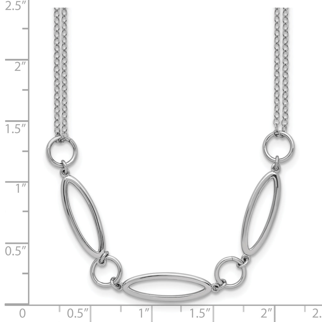 Sterling Silver RH-plated Geometric 2-stand w/2in ext. Necklace