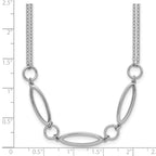 Sterling Silver RH-plated Geometric 2-stand w/2in ext. Necklace