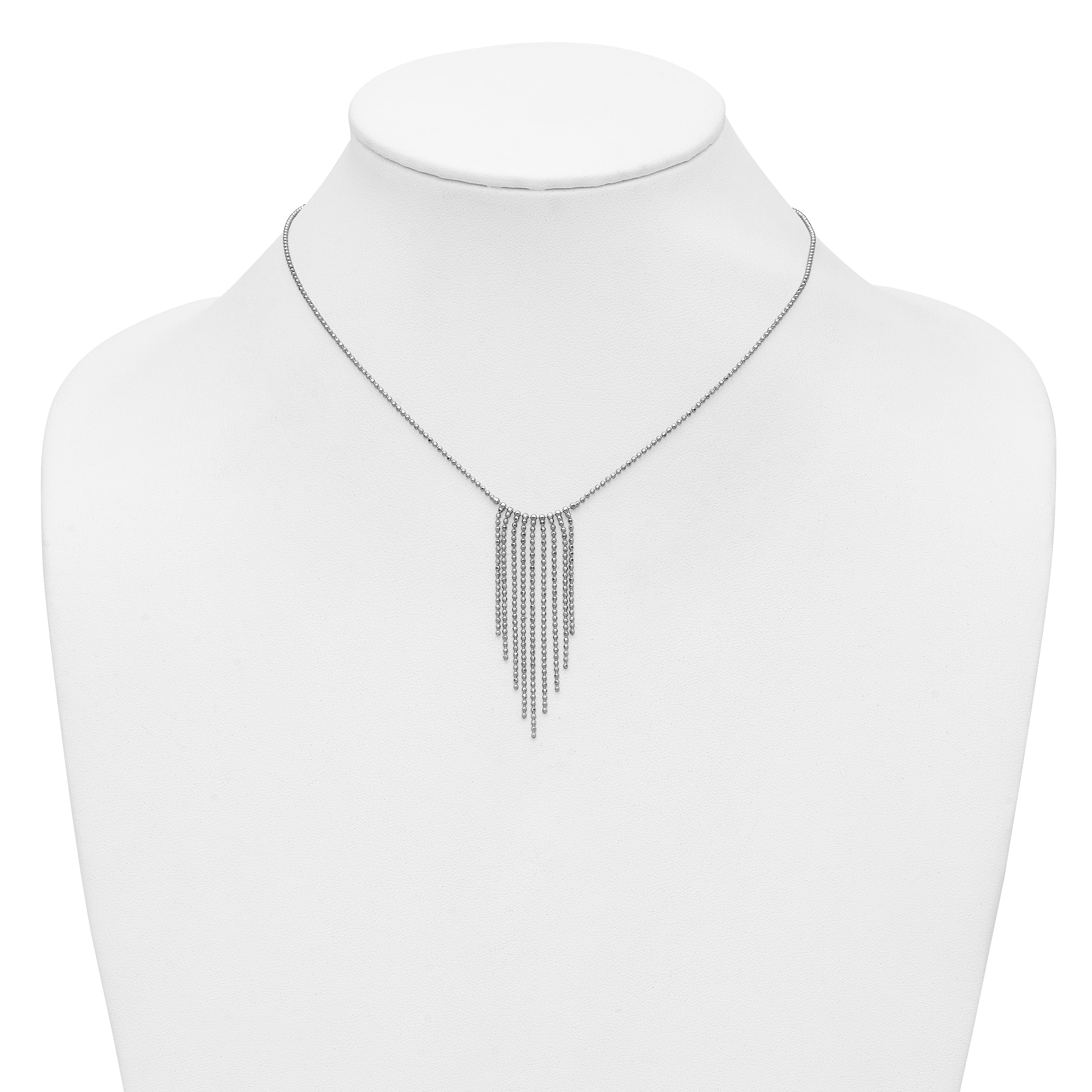 Sterling Silver RH-plated Polished D/C Fancy Necklace