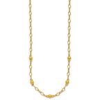 Sterling Silver Gold-tone pol. Beaded Link w/2in ext. Necklace
