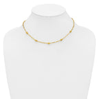 Sterling Silver Gold-tone pol. Beaded Link w/2in ext. Necklace