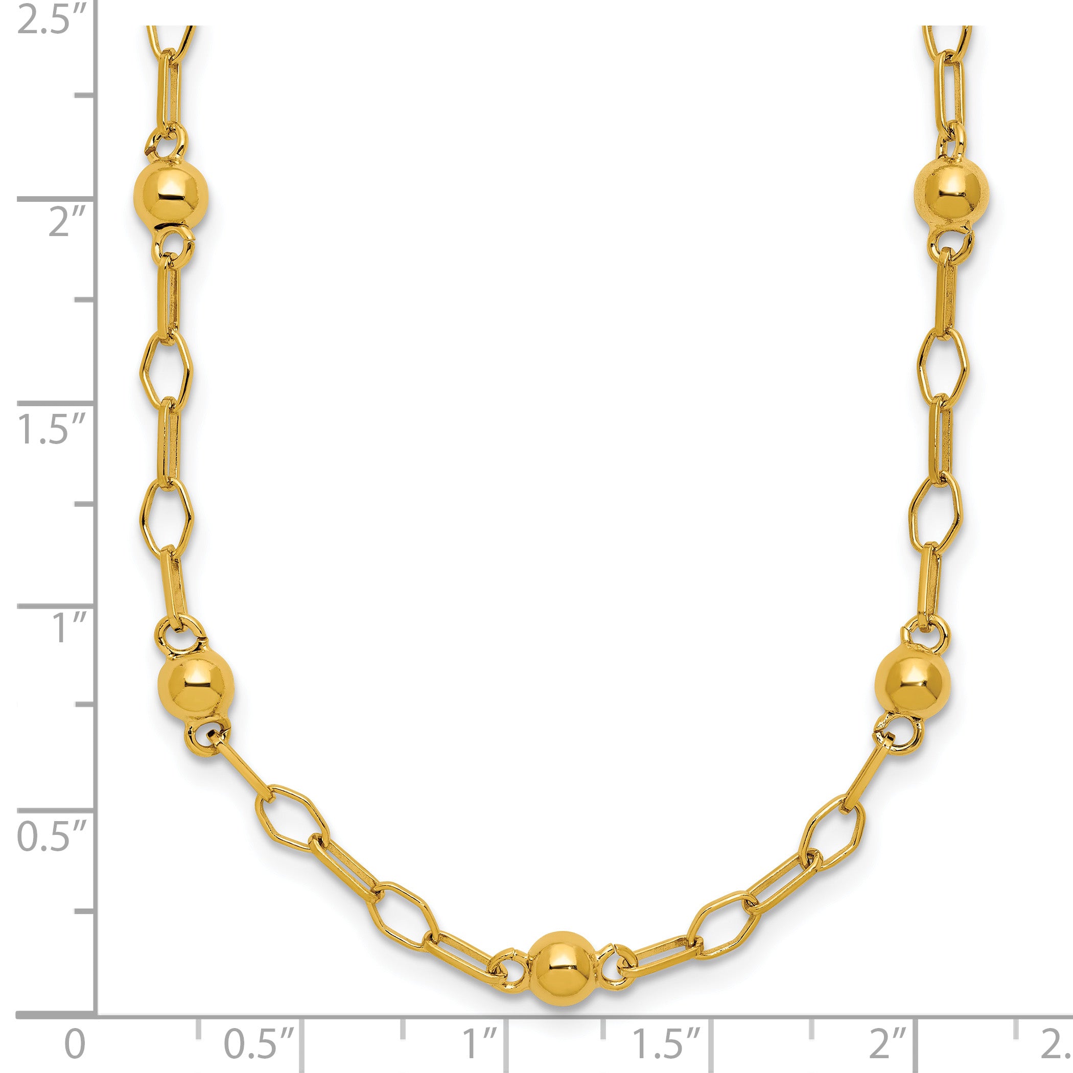 Sterling Silver Gold-tone pol. Beaded Link w/2in ext. Necklace