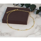 Sterling Silver Gold-tone pol. Beaded Link w/2in ext. Necklace