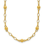 Sterling Silver Gold-tone pol. Beaded Link w/2in ext. Necklace