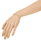 Polished Beaded Link Bracelet in Gold-Plated Sterling Silver, 7 Inch - Sophia Jewelers