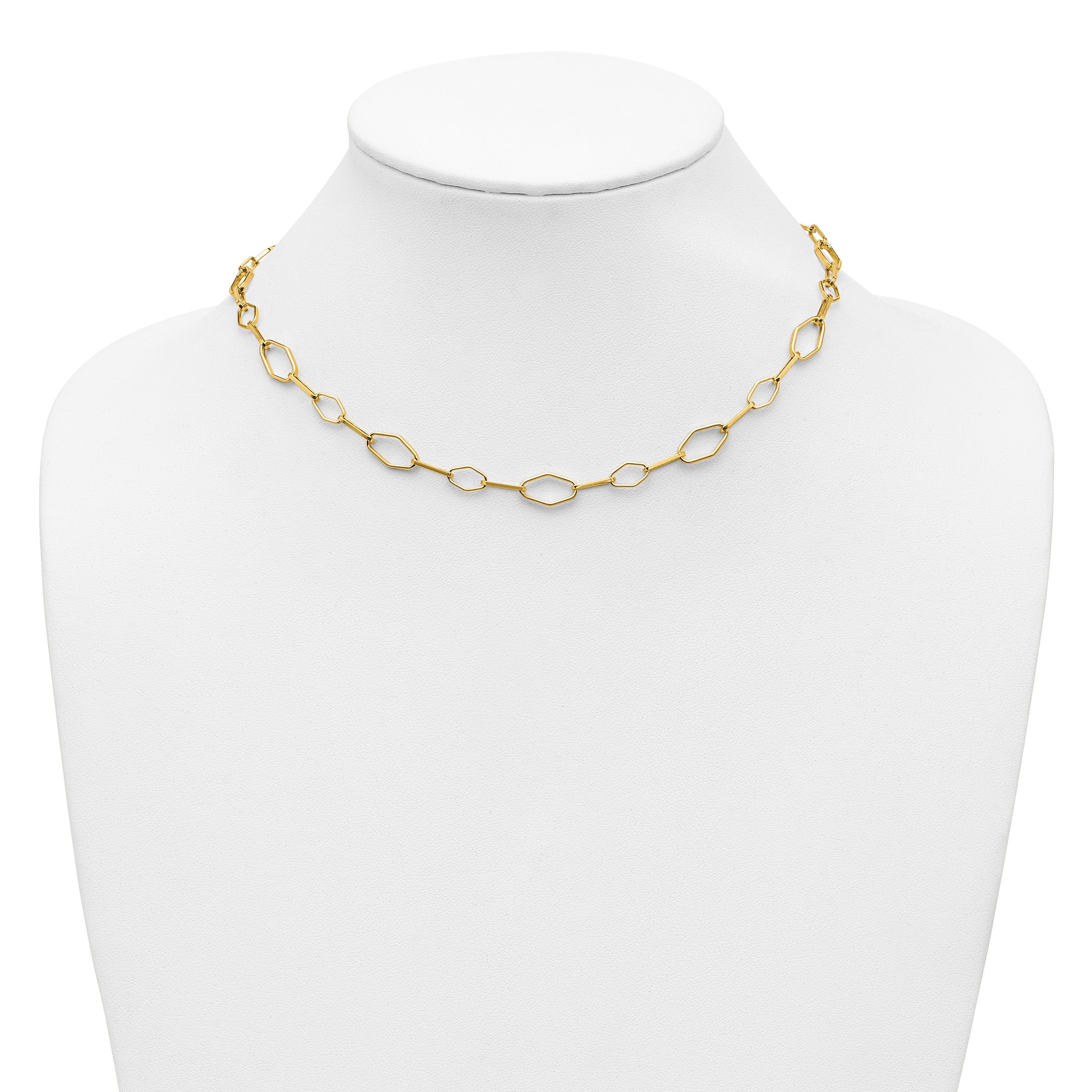 Sterling Silver Gold-tone pol. Fancy Link w/2in ext. Necklace