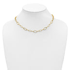 Sterling Silver Gold-tone pol. Fancy Link w/2in ext. Necklace