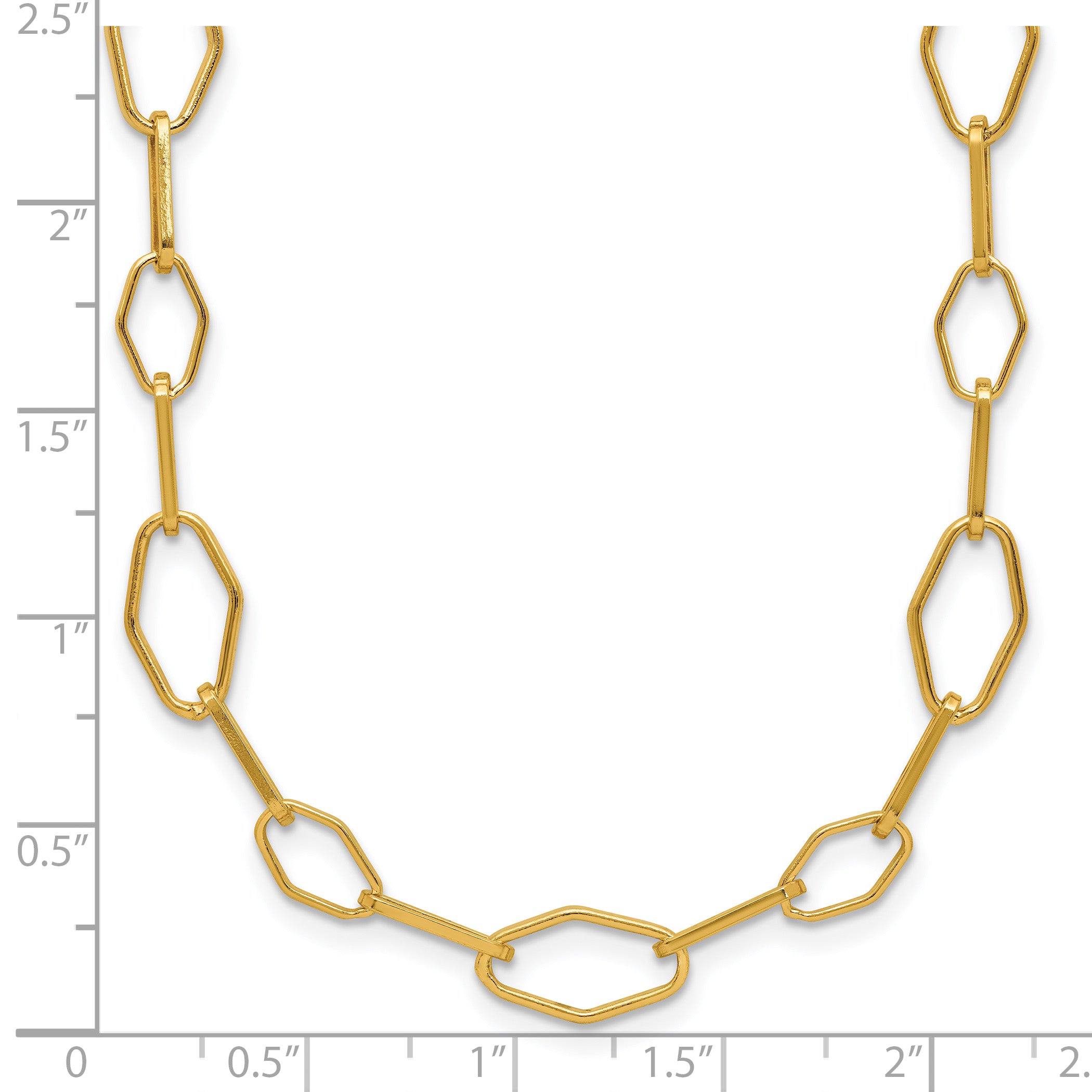 Sterling Silver Gold-tone pol. Fancy Link w/2in ext. Necklace
