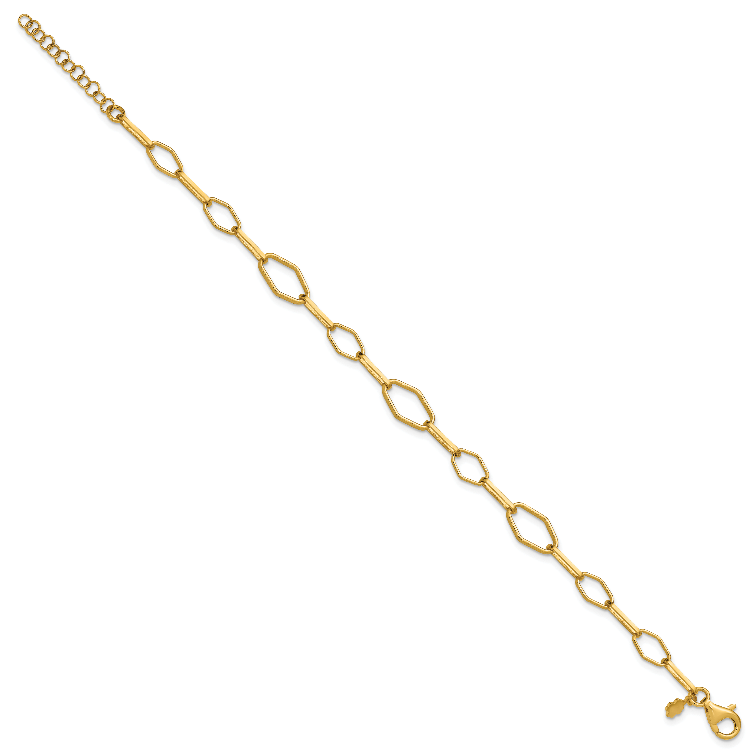Sterling Silver Gold-tone pol. Fancy Link w/1in ext. Bracelet Secondary image
