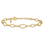 Sterling Silver Gold-tone pol. Fancy Link w/1in ext. Bracelet