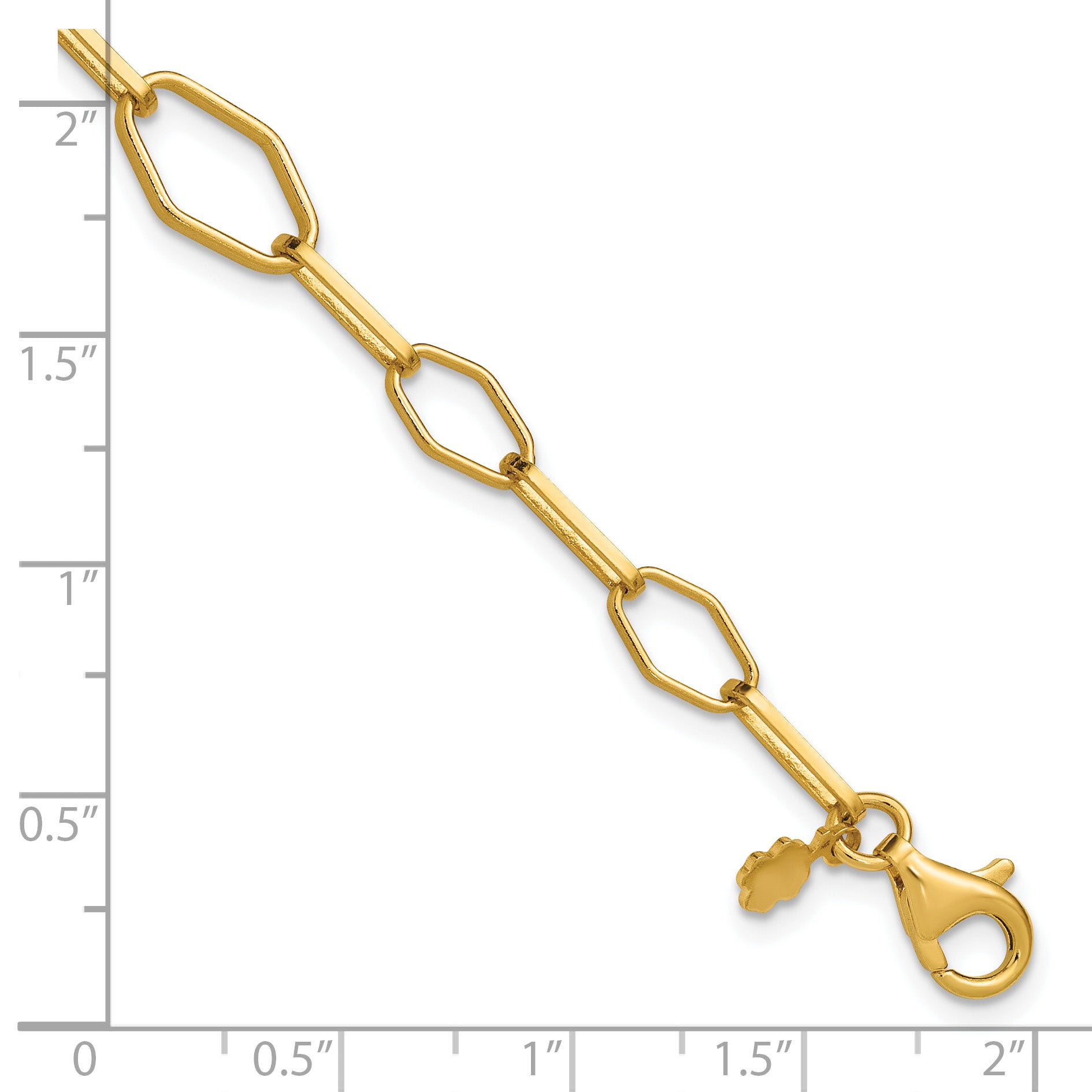 Sterling Silver Gold-tone pol. Fancy Link w/1in ext. Bracelet