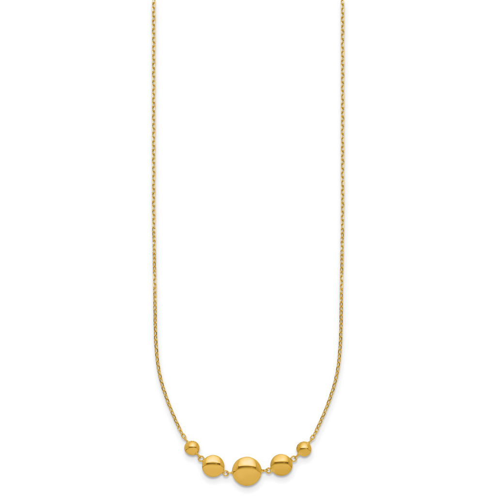 Sterling Silver Gold-tone pol. Fancy Circle w/2in ext. Necklace