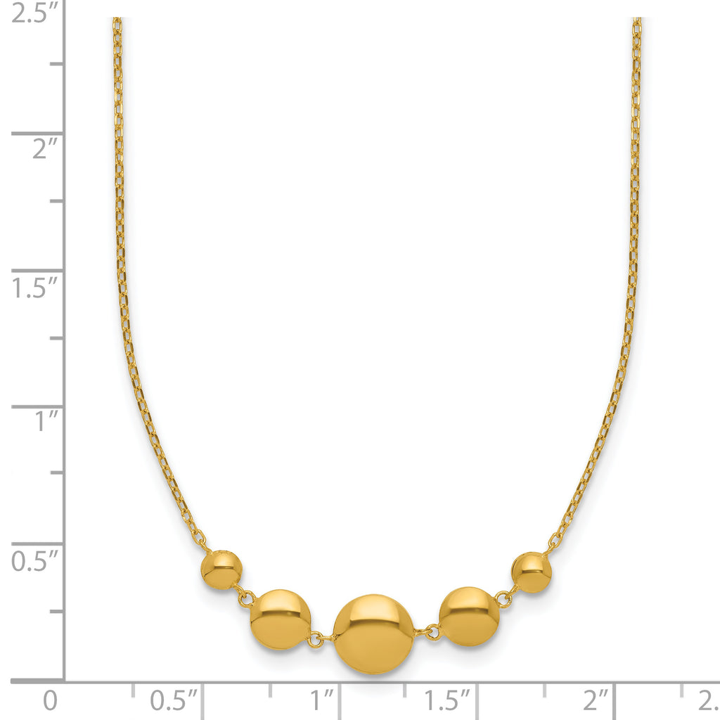 Sterling Silver Gold-tone pol. Fancy Circle w/2in ext. Necklace