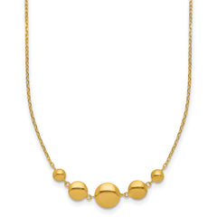 Sterling Silver Gold-tone pol. Fancy Circle w/2in ext. Necklace