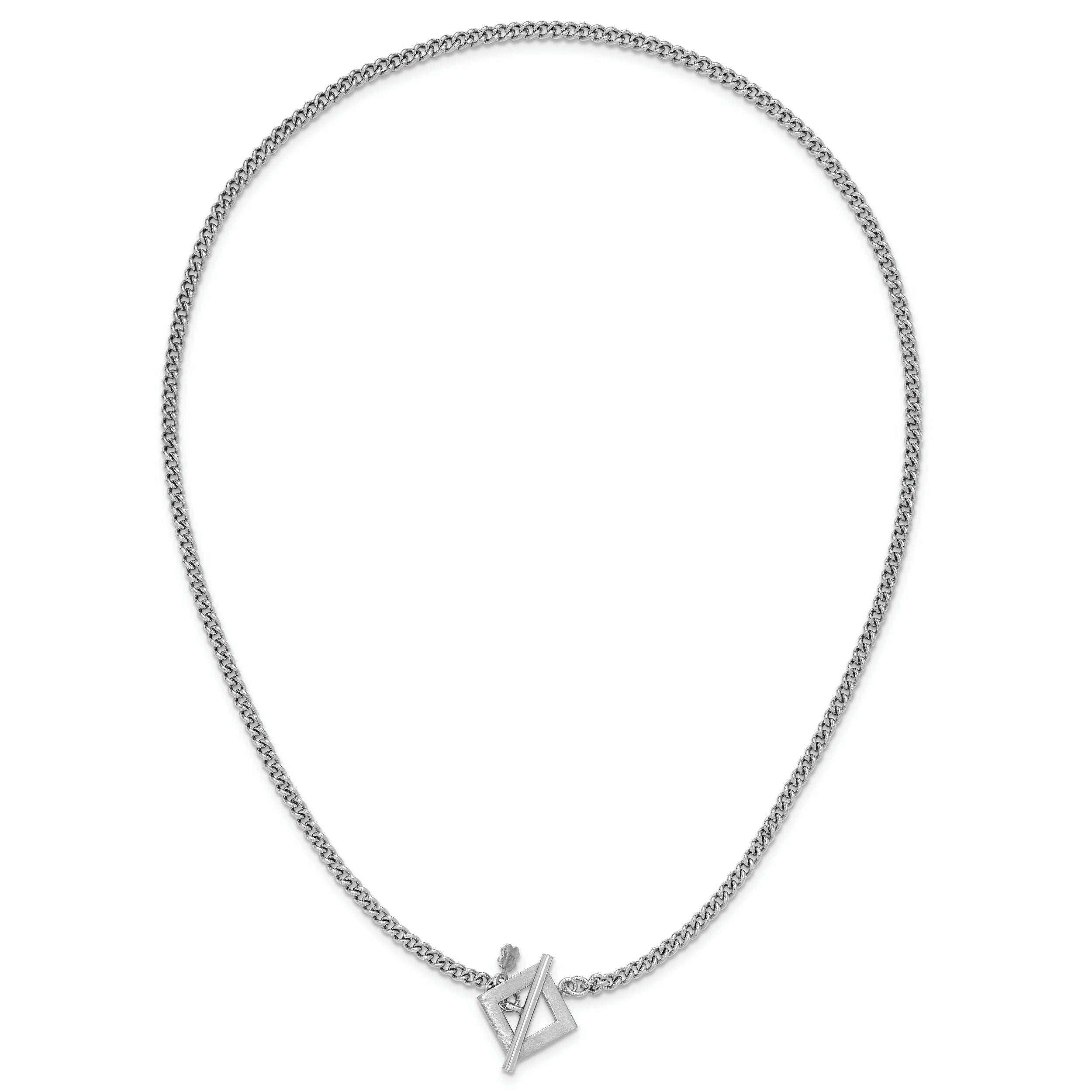 Sterling Silver RH-plated Polished Fancy Toggle Necklace