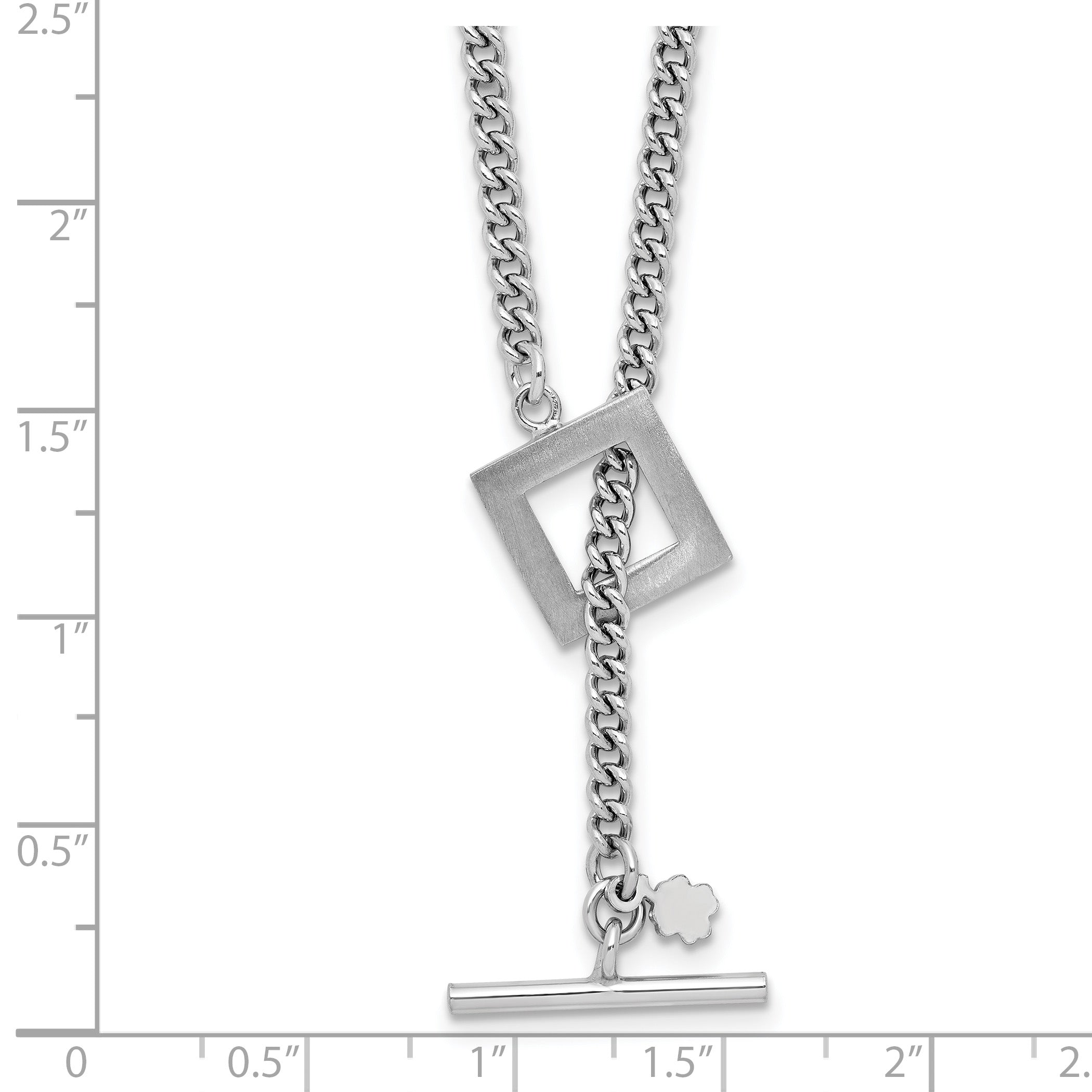 Sterling Silver RH-plated Polished Fancy Toggle Necklace