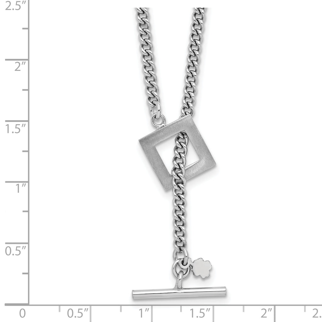 Sterling Silver RH-plated Polished Fancy Toggle Necklace