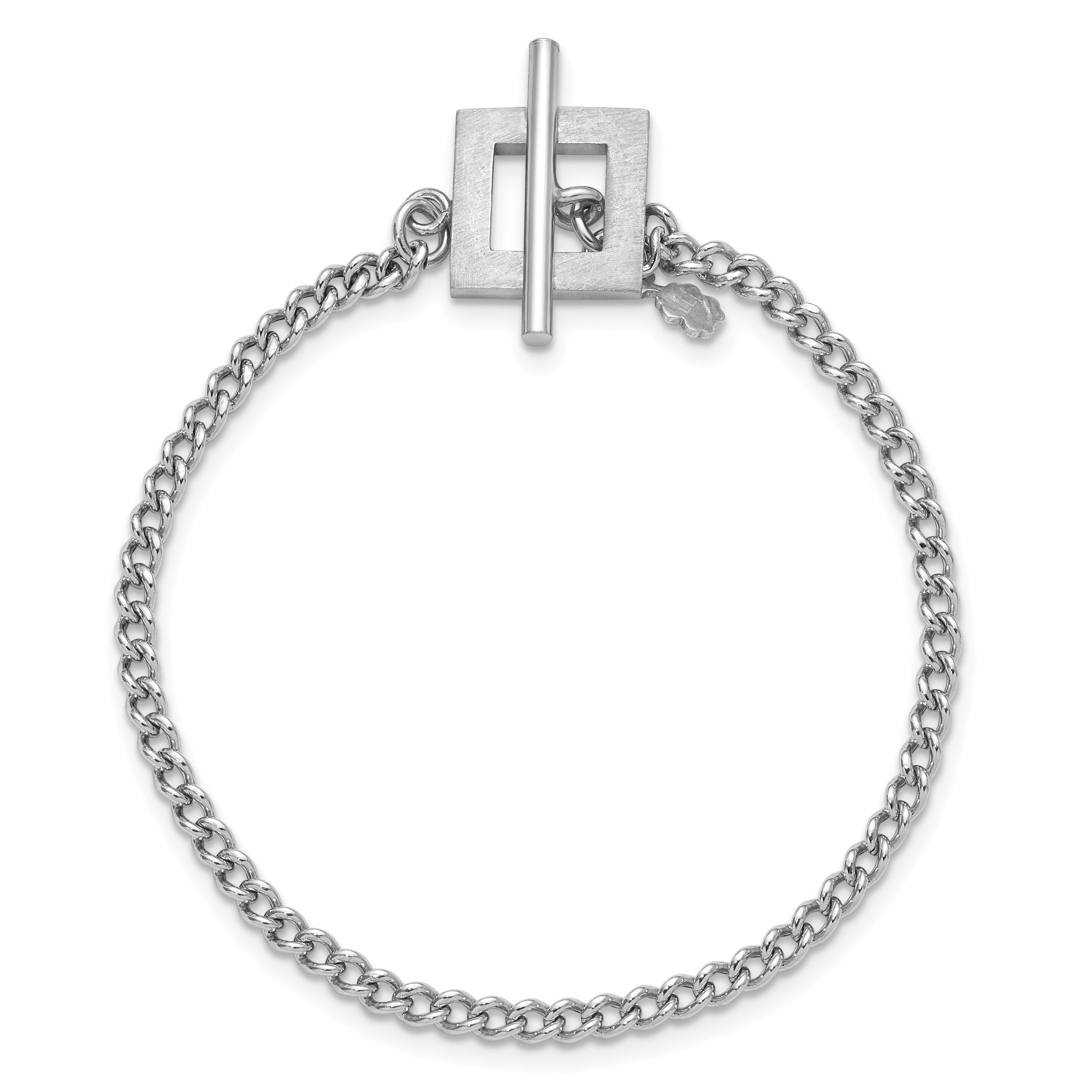 Sterling Silver RH-plated Polished Fancy Toggle Bracelet