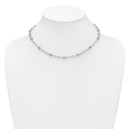 Sterling Silver RH-plated Polished Fancy Link w/2in ext. Necklace