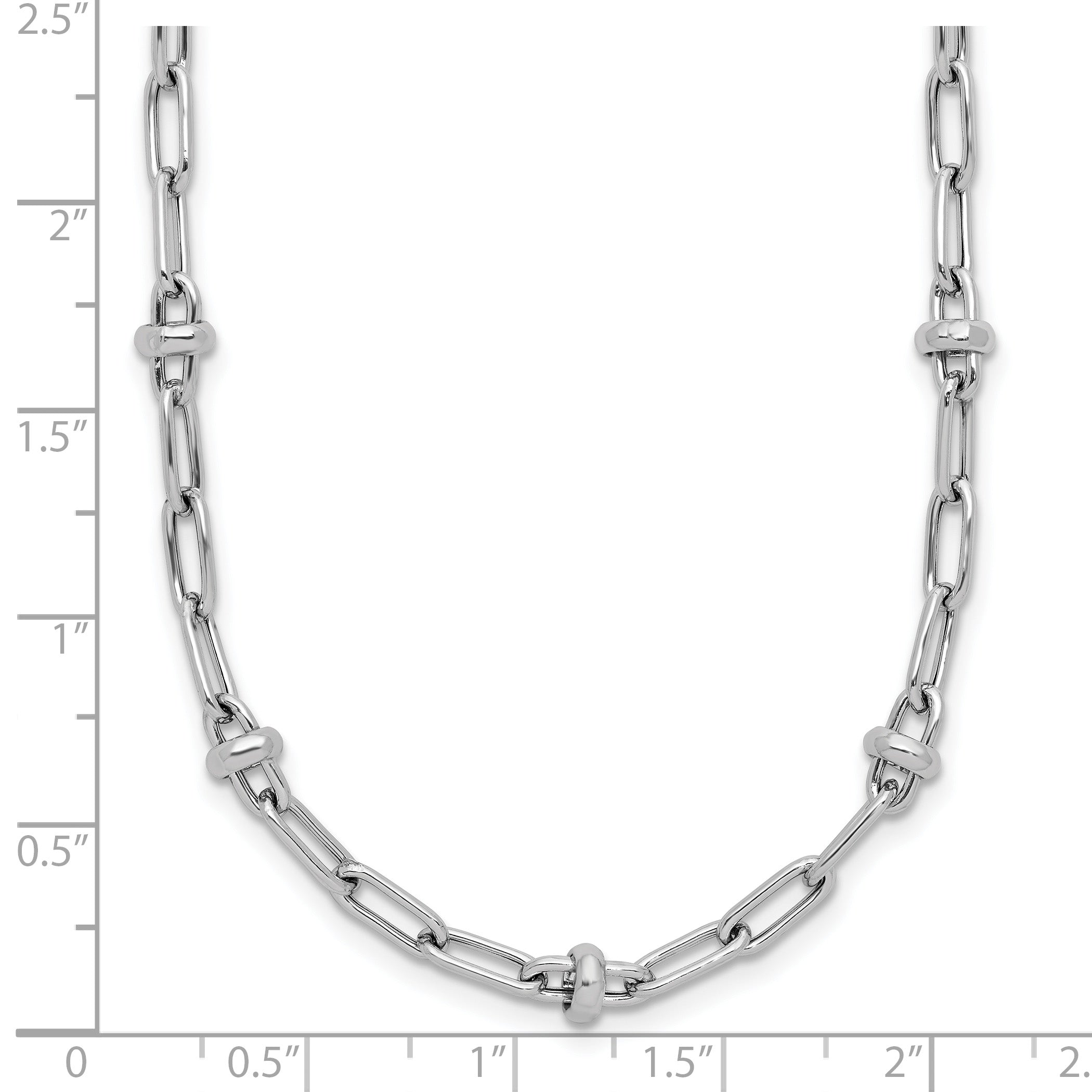 Sterling Silver RH-plated Polished Fancy Link w/2in ext. Necklace