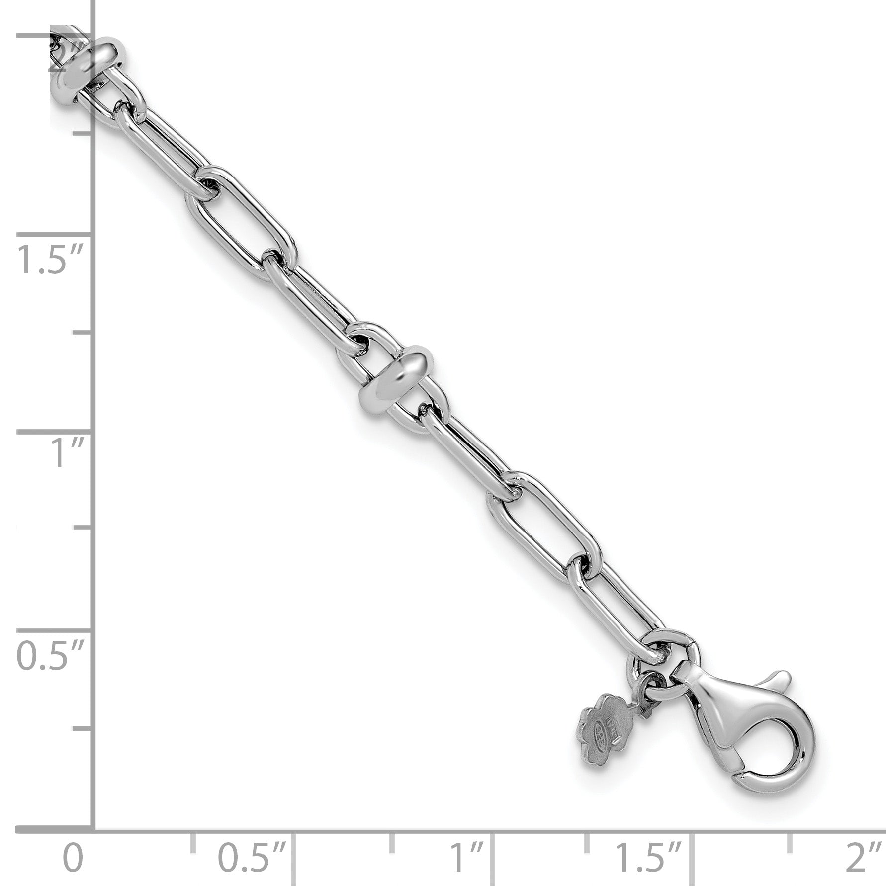 Sterling Silver RH-plated Polished Fancy Link w/1in ext. Bracelet