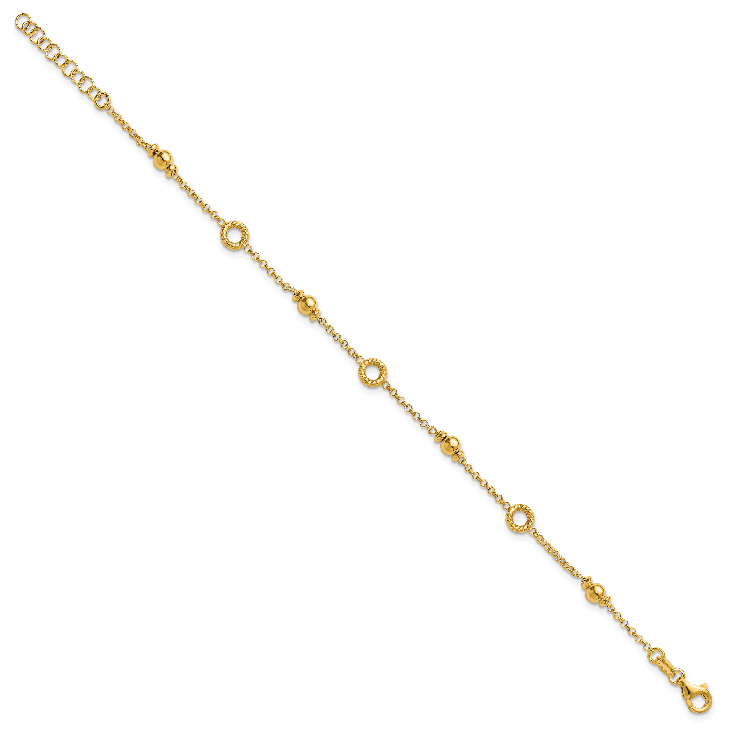 Gold-Plated Sterling Silver Beaded Bracelet, 8 in Secondary image