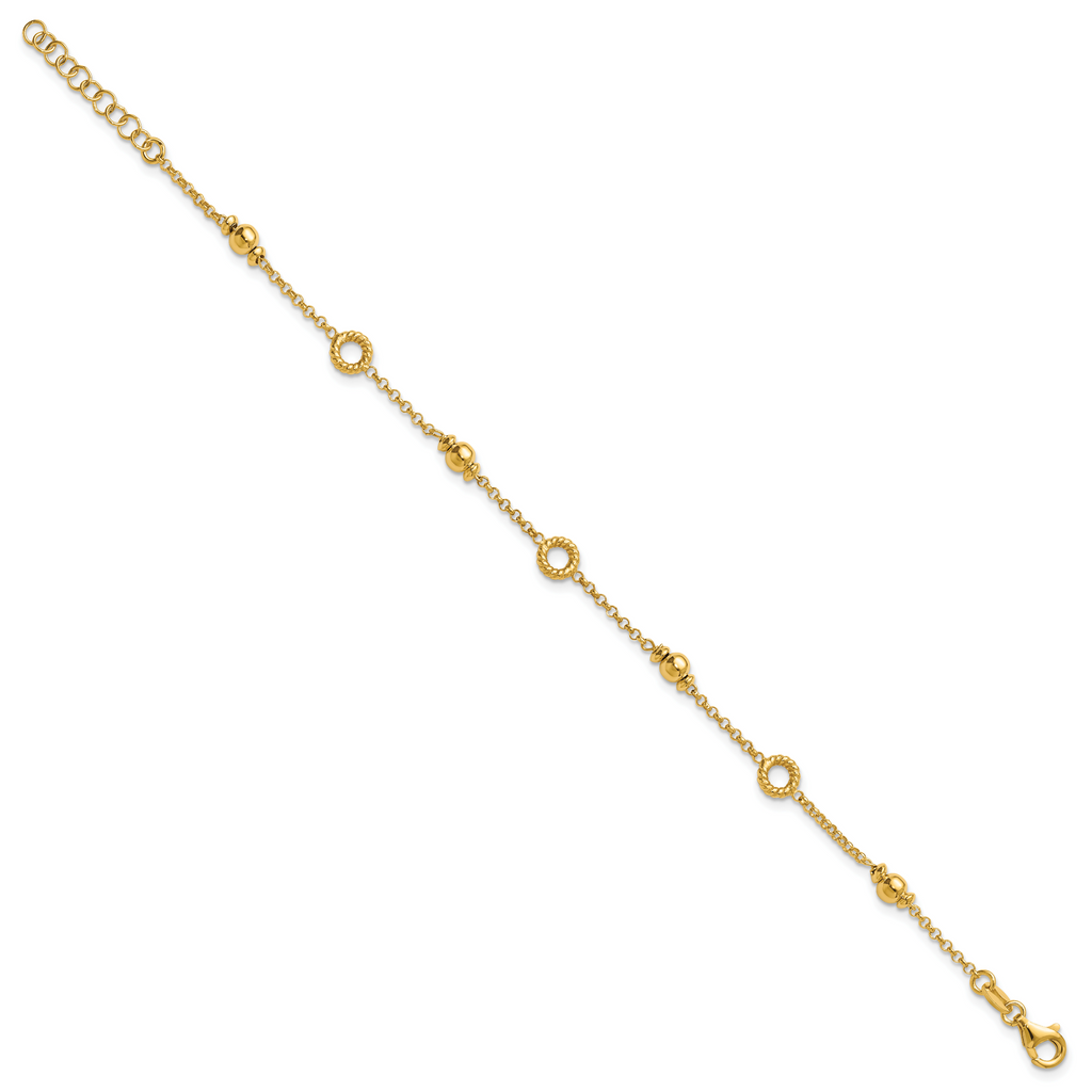 Gold-Plated Sterling Silver Beaded Bracelet, 8 in