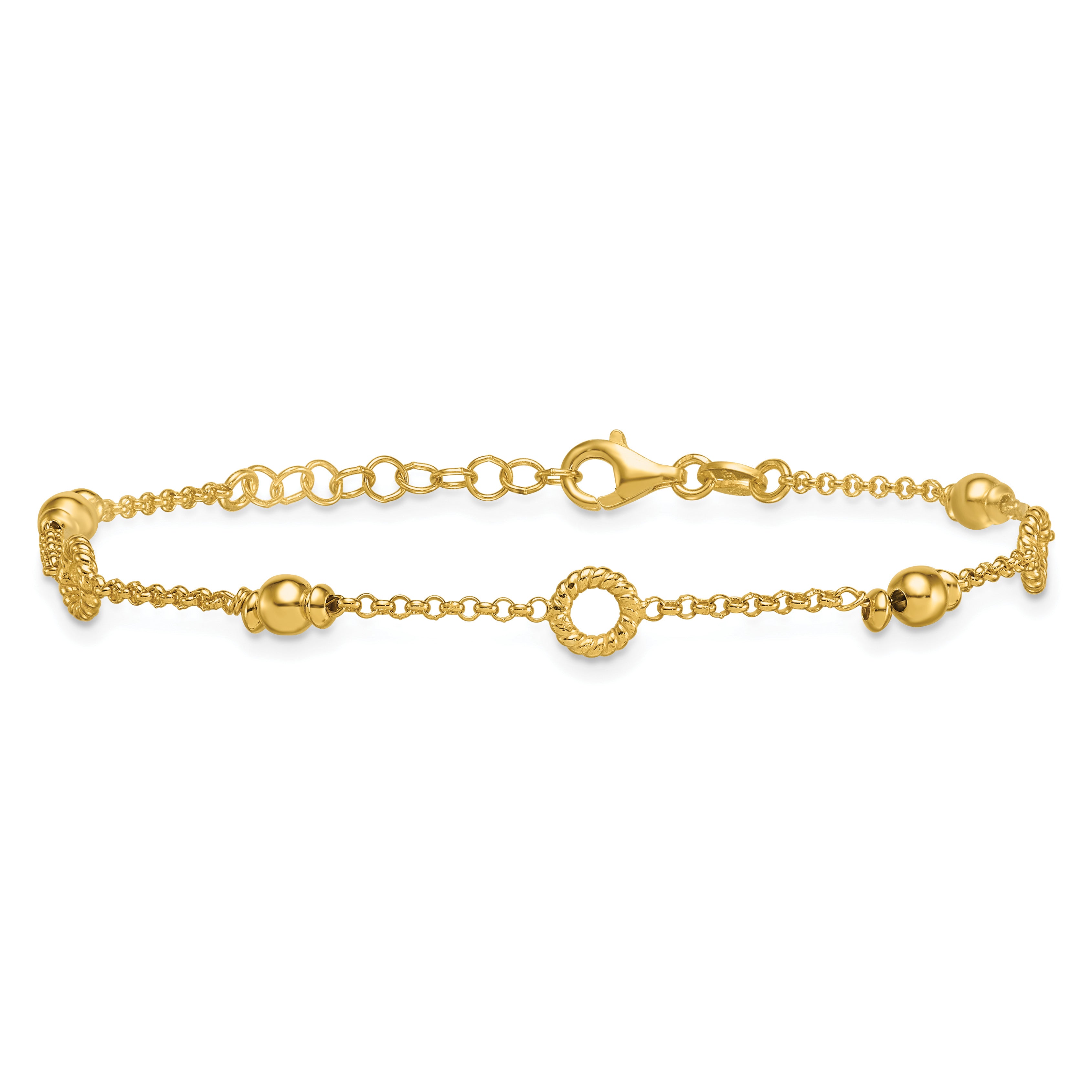 Gold-Plated Sterling Silver Beaded Bracelet, 8 in