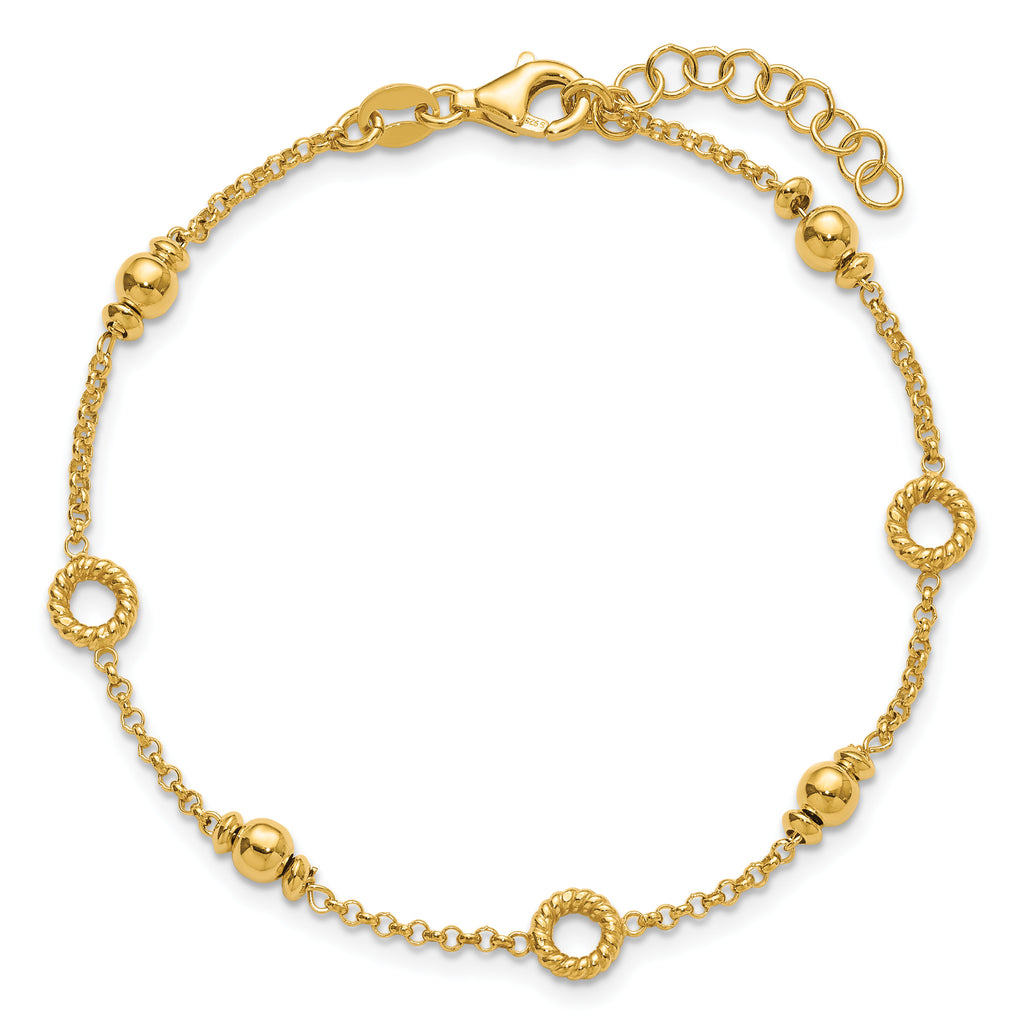 Gold-Plated Sterling Silver Beaded Bracelet, 8 in