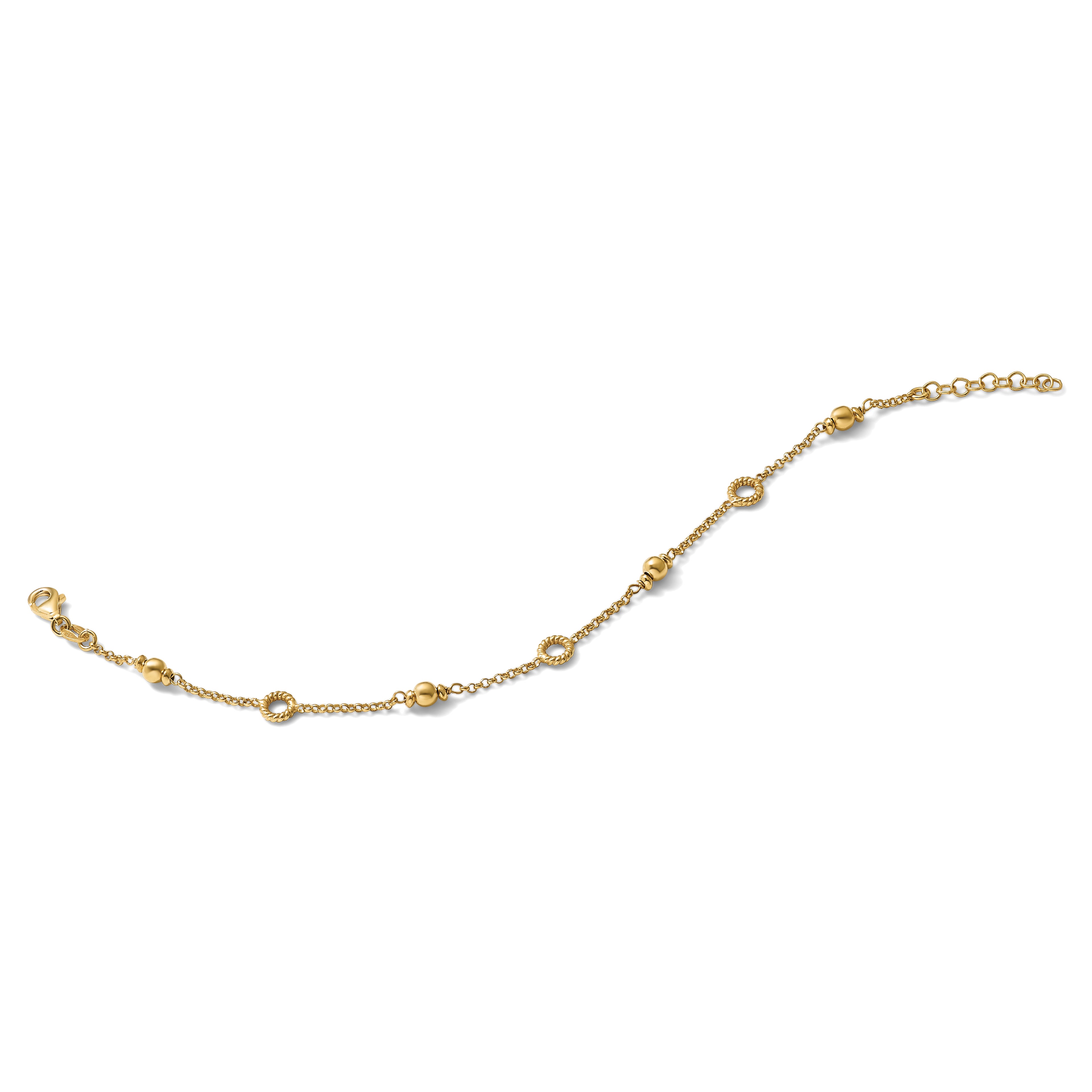 Gold-Plated Sterling Silver Beaded Bracelet, 8 in