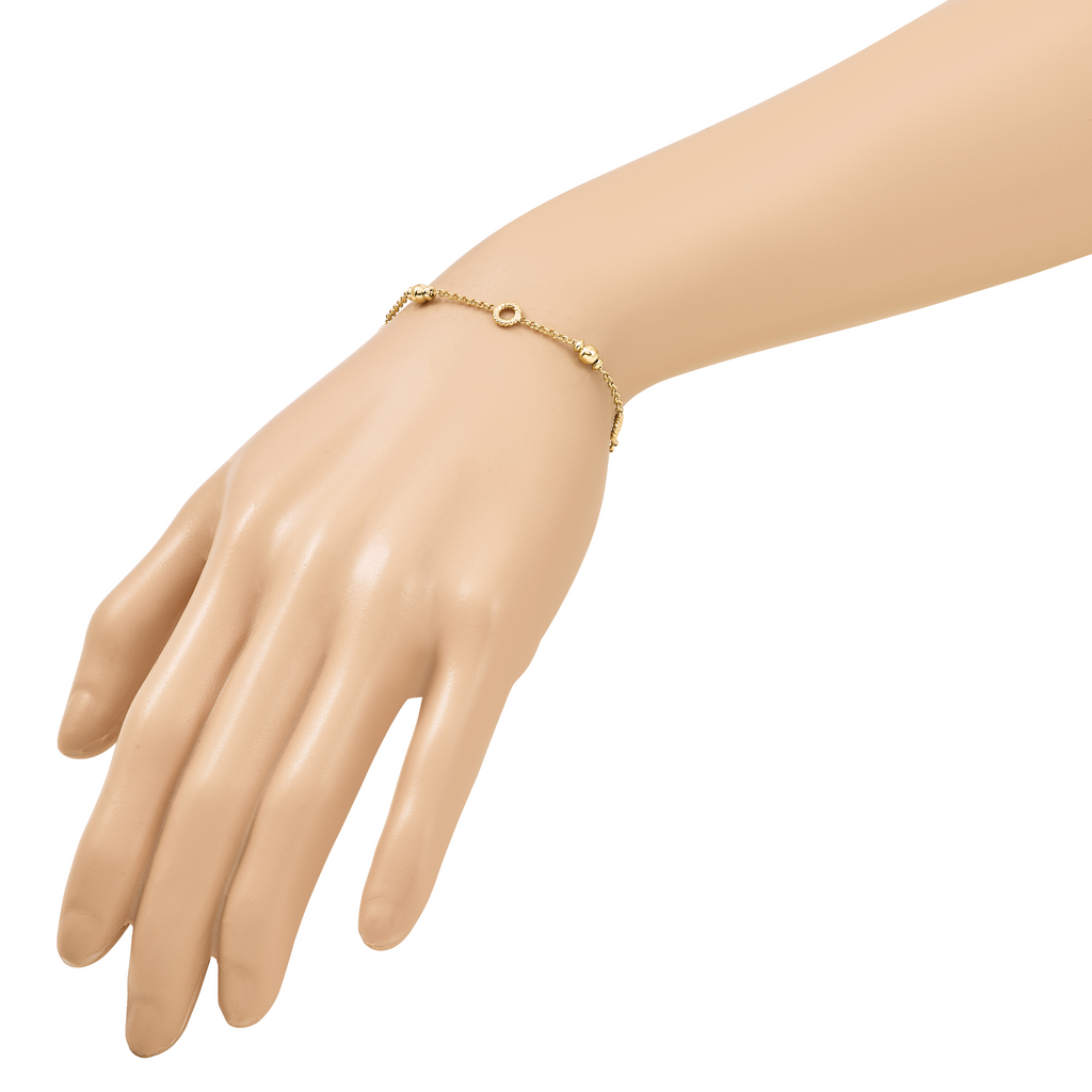 Gold-Plated Sterling Silver Beaded Bracelet, 8 in