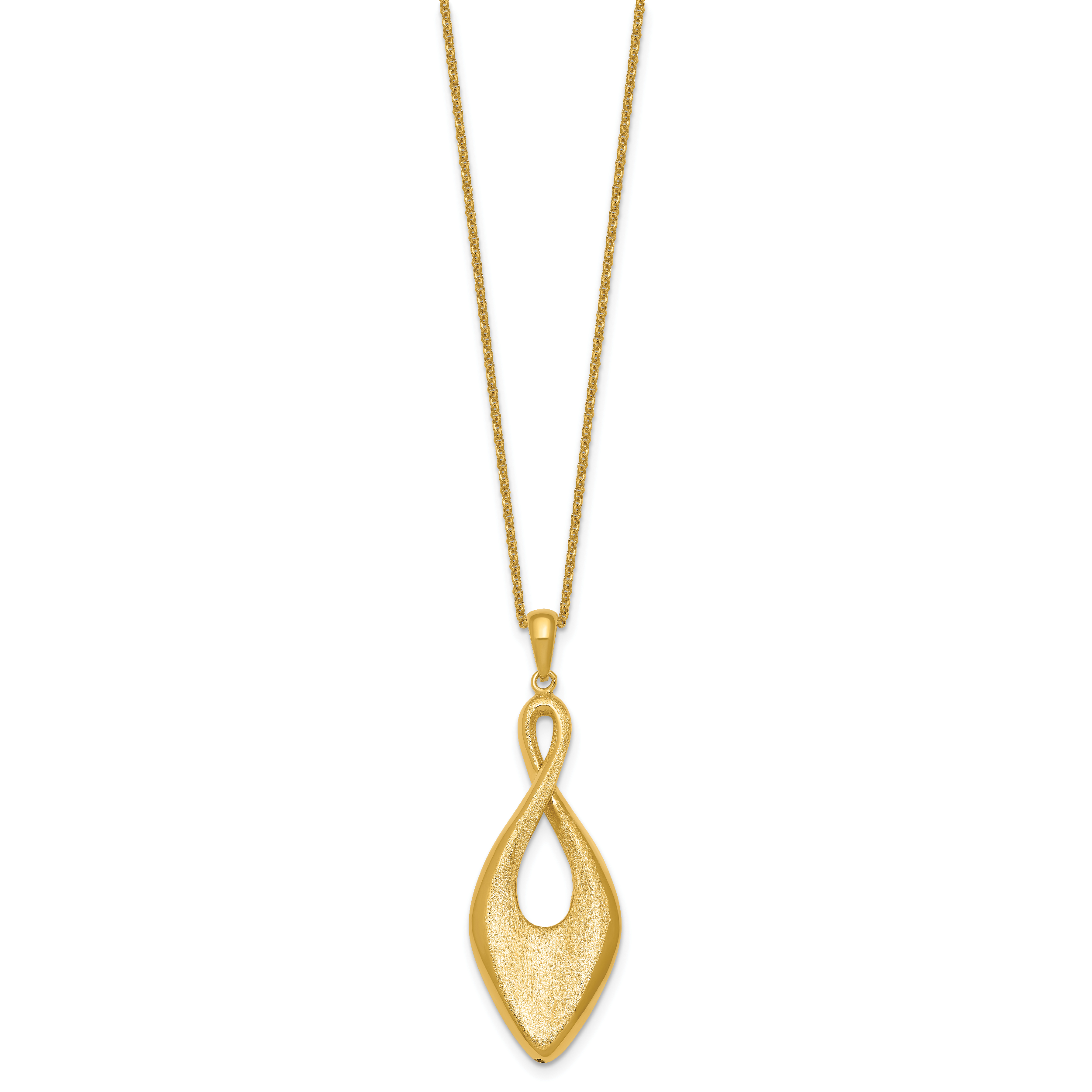 Gold-Plated Sterling Silver Brushed & Polished Cable Cable Chain Necklace, 18 in Secondary image