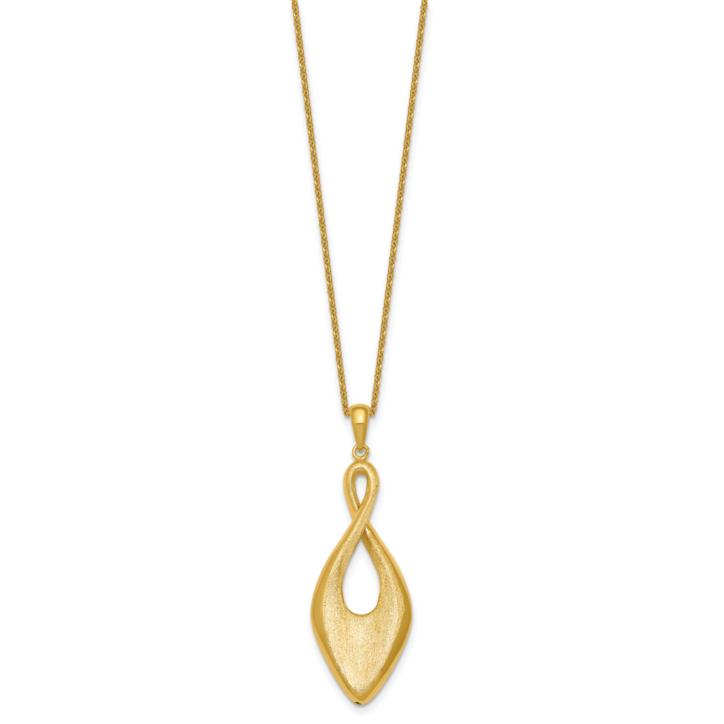 Gold-Plated Sterling Silver Brushed & Polished Cable Cable Chain Necklace, 18 in