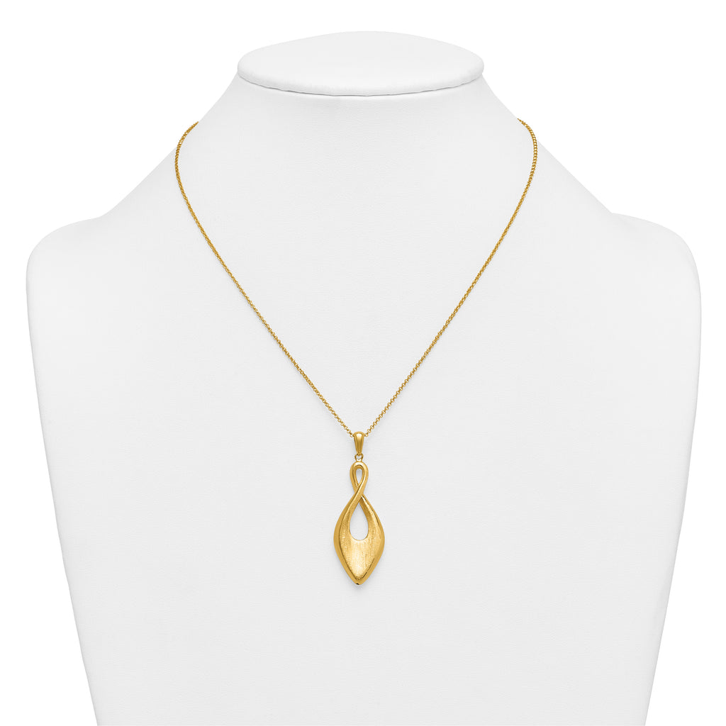 Gold-Plated Sterling Silver Brushed & Polished Cable Cable Chain Necklace, 18 in