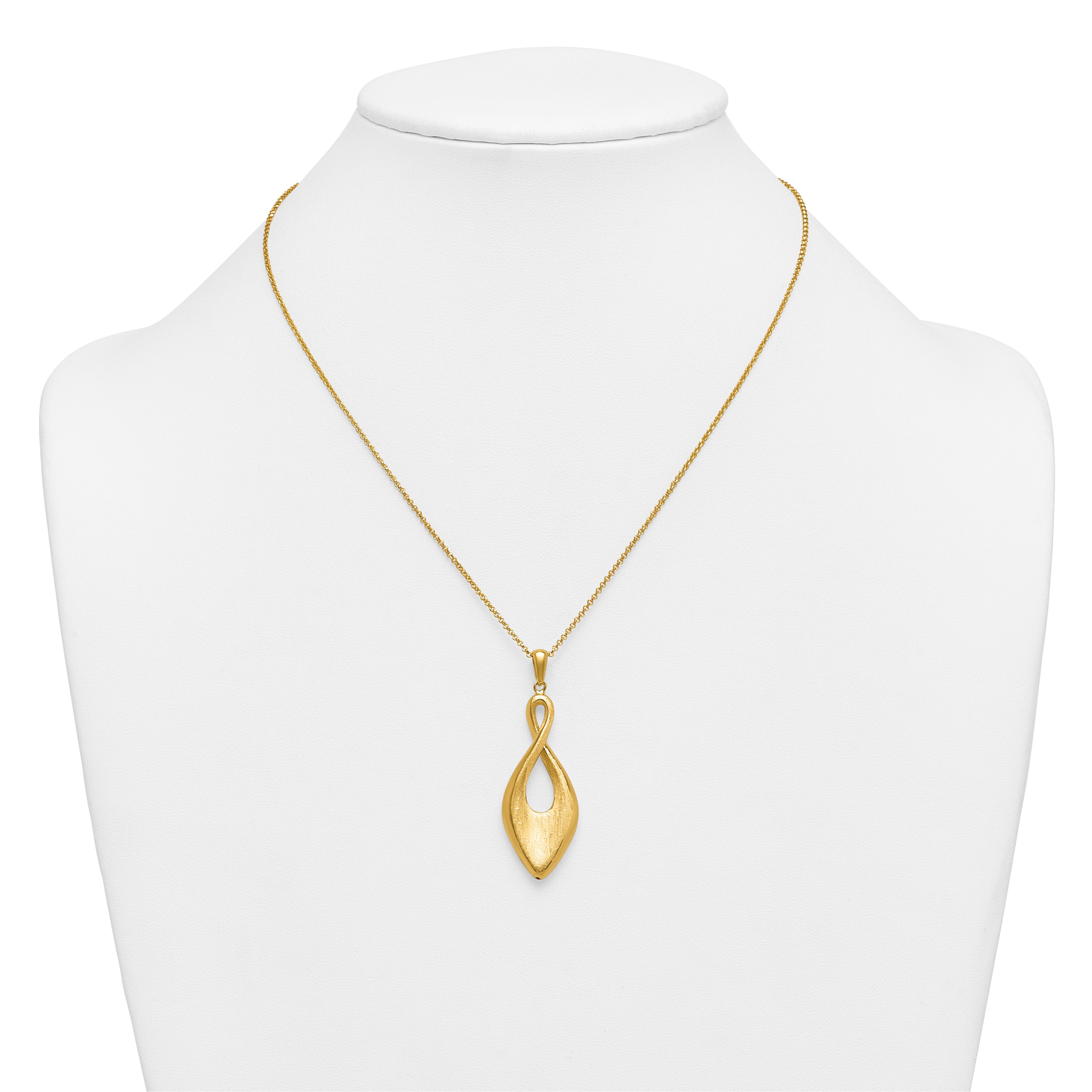 Gold-Plated Sterling Silver Brushed & Polished Cable Cable Chain Necklace, 18 in