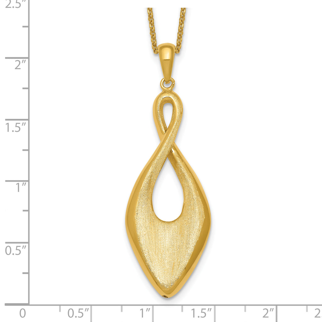 Gold-Plated Sterling Silver Brushed & Polished Cable Cable Chain Necklace, 18 in