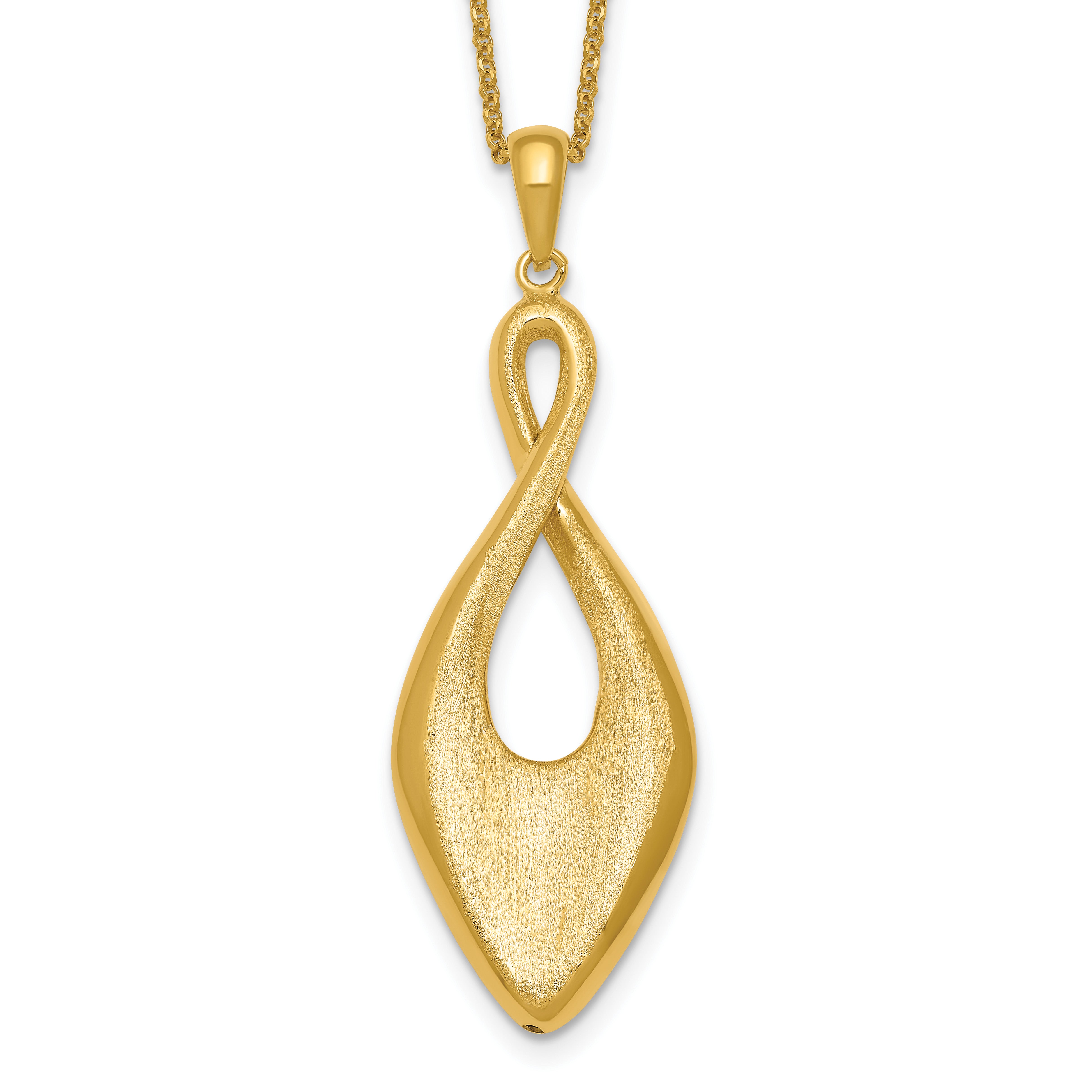 Gold-Plated Sterling Silver Brushed & Polished Cable Cable Chain Necklace, 18 in Main image
