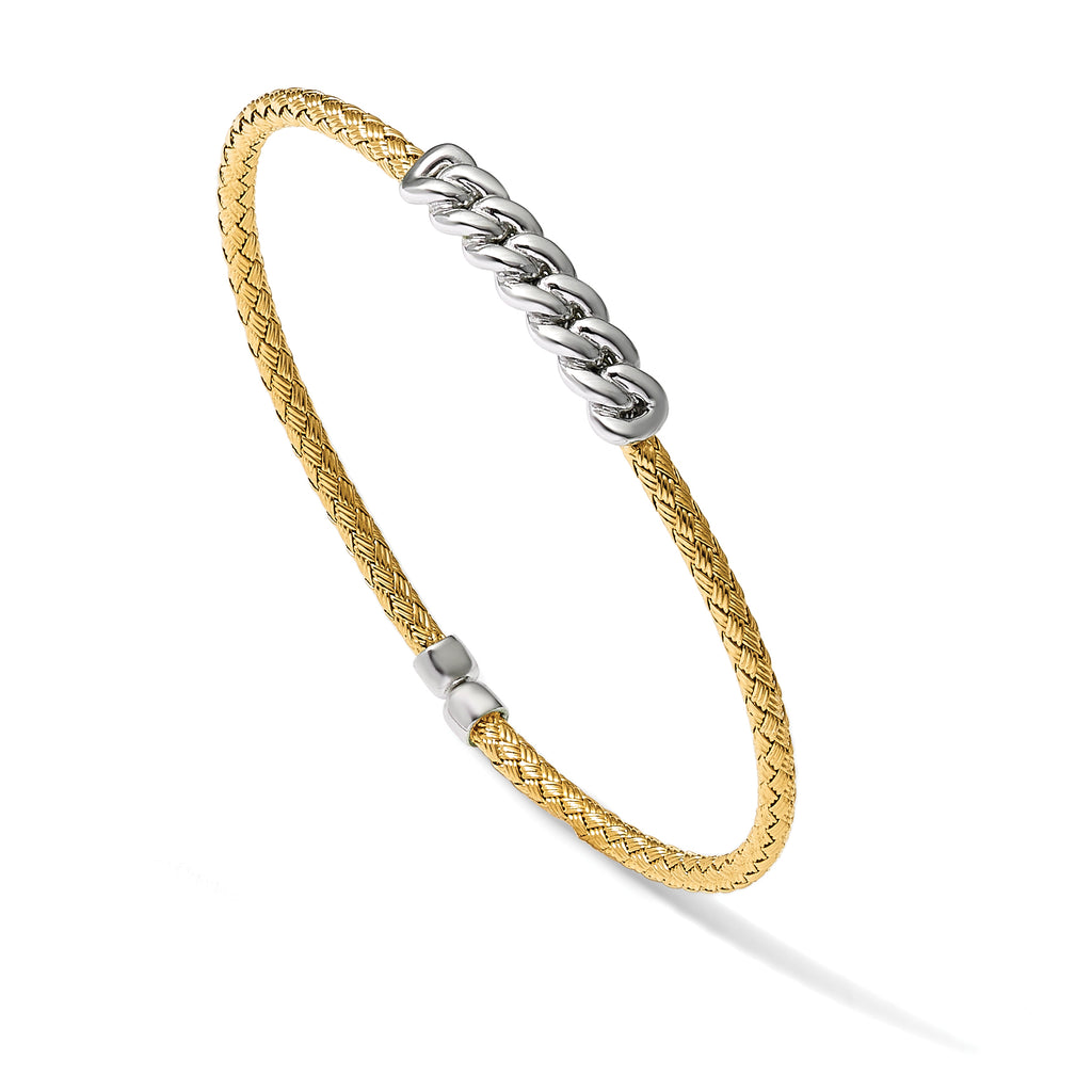 Gold-Plated Sterling Silver Woven Bangle Bracelet