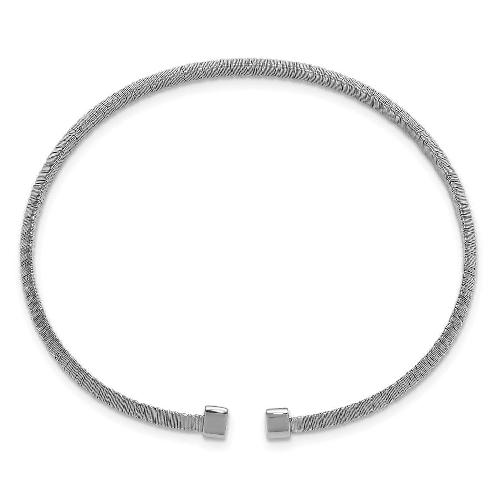 Sterling Silver Textured Brushed & Polished Cuff Bracelet